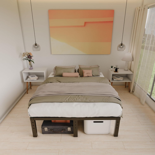 12 Inch King Size Bed Frame - No Box Spring Needed Heavy Duty Metal Platform Mat - Picture 6 of 9
