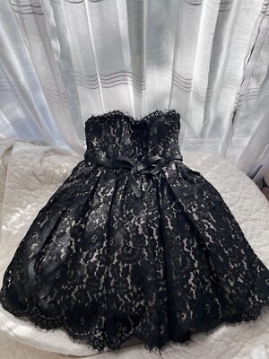 Neiman Marcus Robert Rodriguez Women s Party Dress Black Lace Sz 4