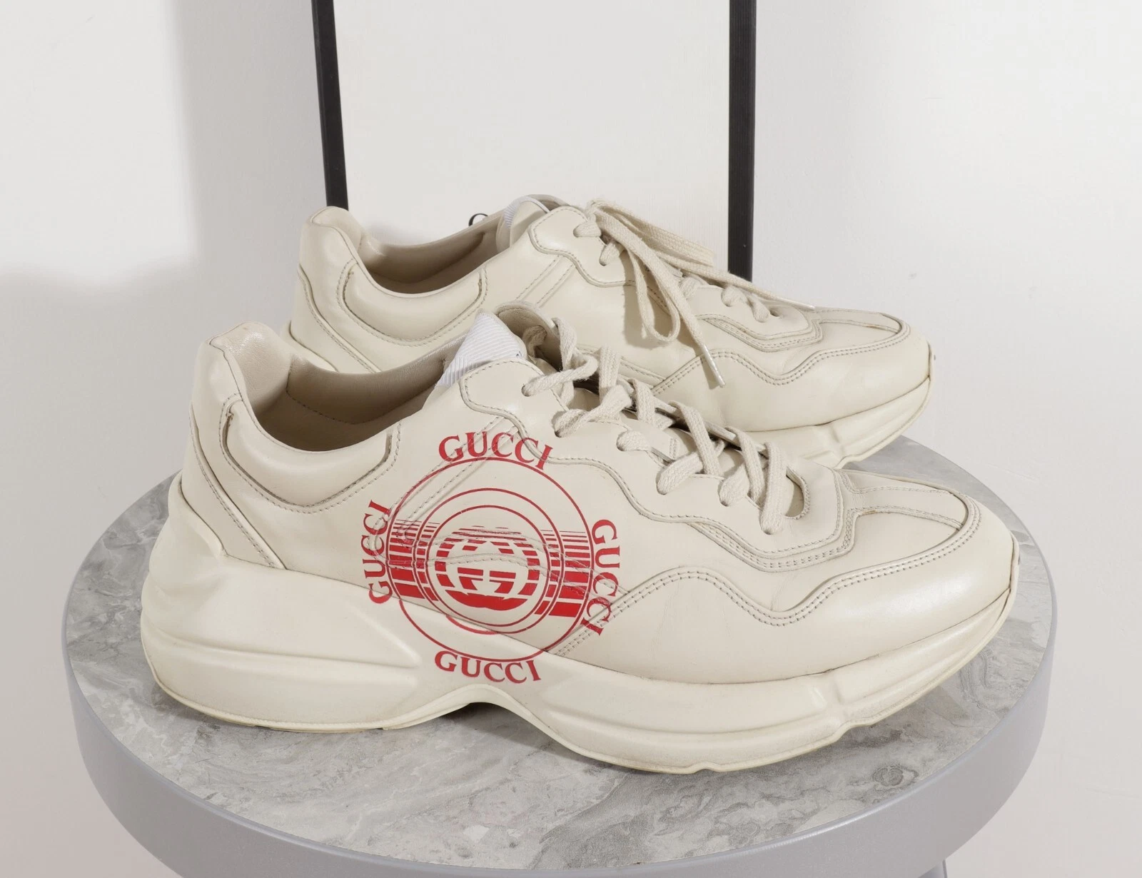 Baskets homme GUCCI Rhyton cuir beige pointure UK8,5 EU42,5 27,5 cm