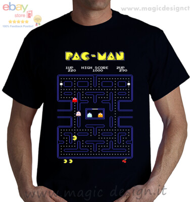 PAC-MAN T-SHIRT Arcade Videospiele Pacman Video Games Tshirt Spiel 80er 