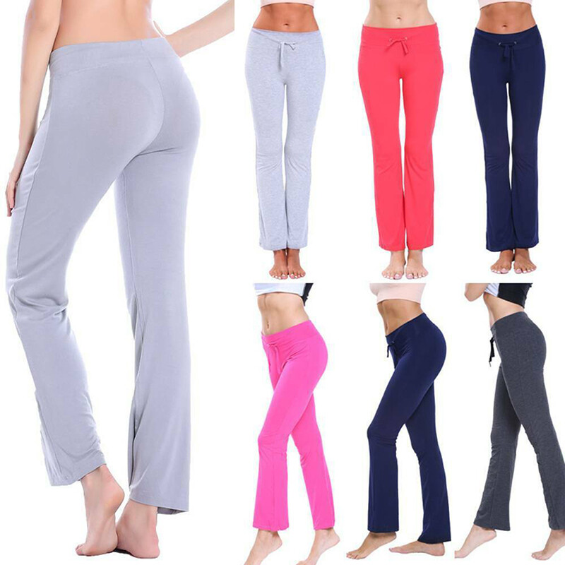 Womens Yoga Pants Bootcut Run Gym Jogger Leggings Flare Trousers Wide