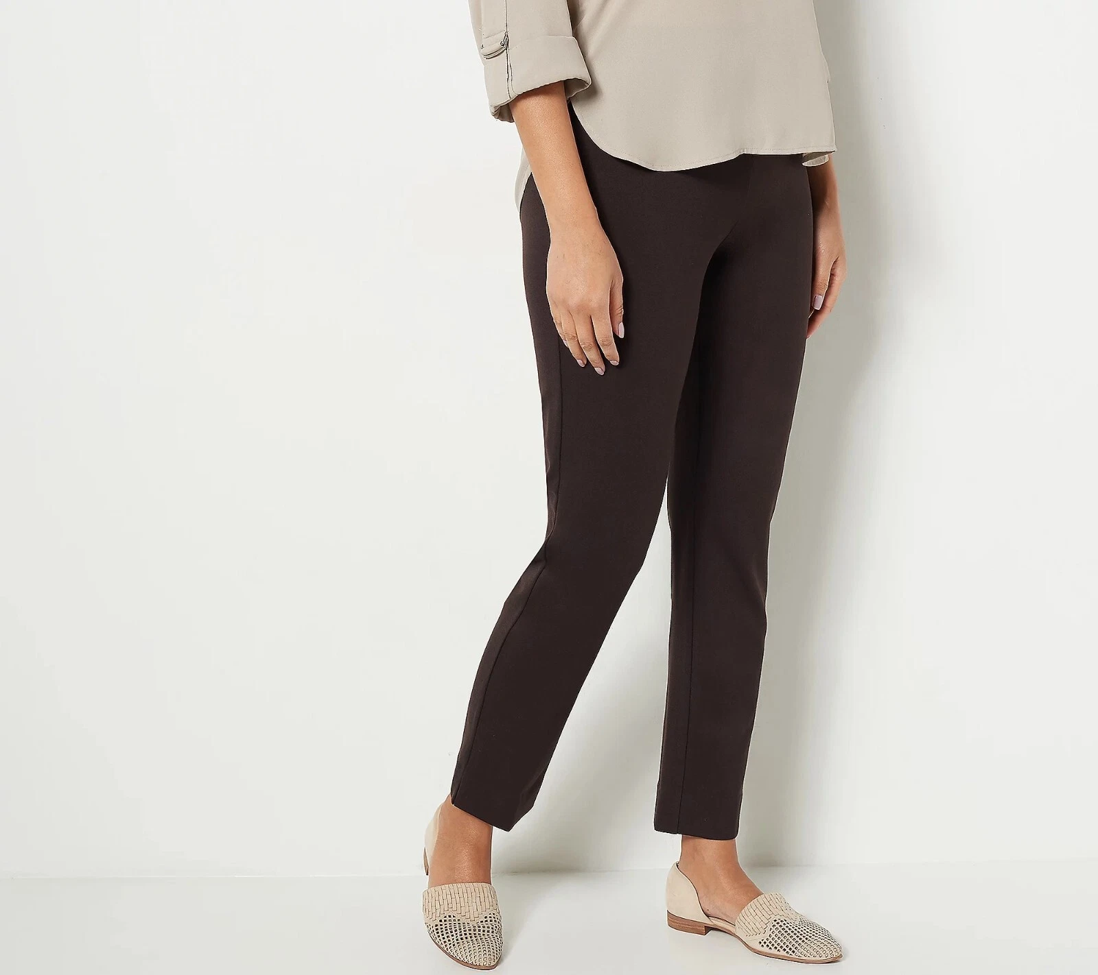 PANTALON DE CHEVILLE SUPREME EN TRICOT RÉGULIER SUSAN GRAVER EVERY DAY NEUF AVEC ÉTIQUETTES, MARRON, MOYEN