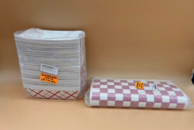 100 Heavy Duty Grease Resistant 3 Lb Food Trays & 300 Deli Liner Nachos Hot Dogs
