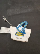 IKEA Knolig Mini Zipper Coin Keychain Bag Tote Key Holder White ASIA EXCLUSIVE 