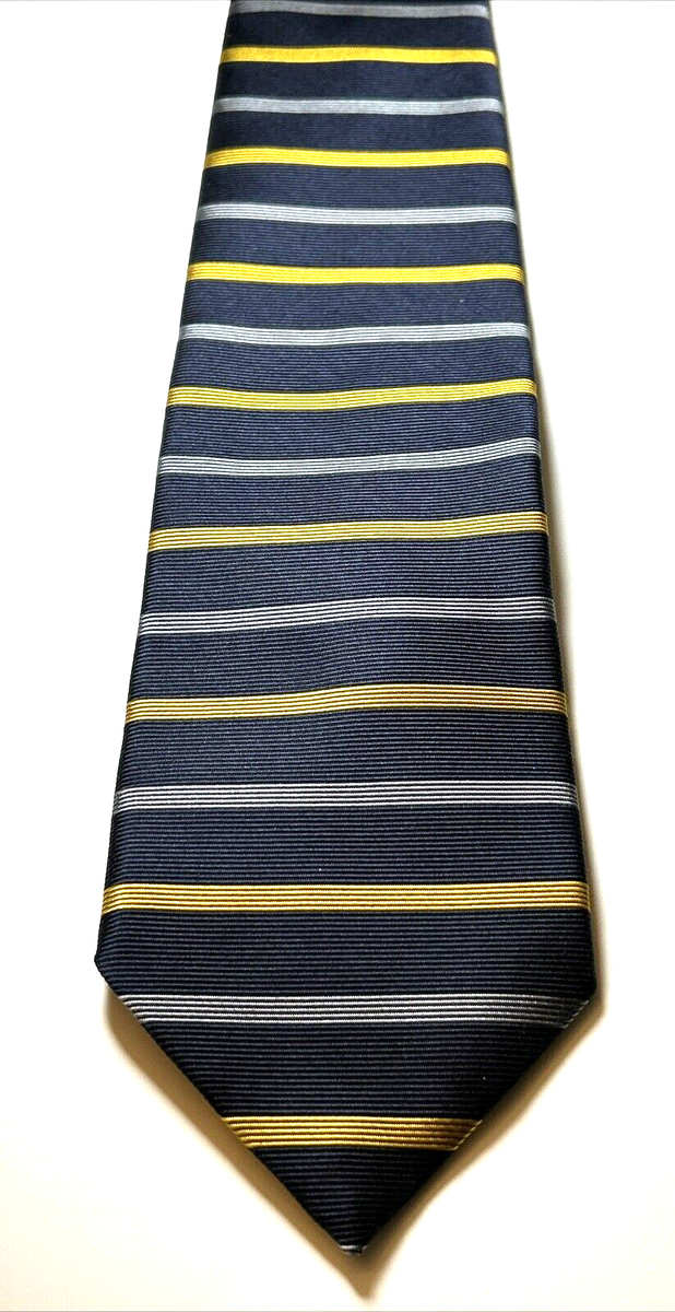 Brooks Brothers Makers Silk Horizontal Striped Tie USA Navy Blue