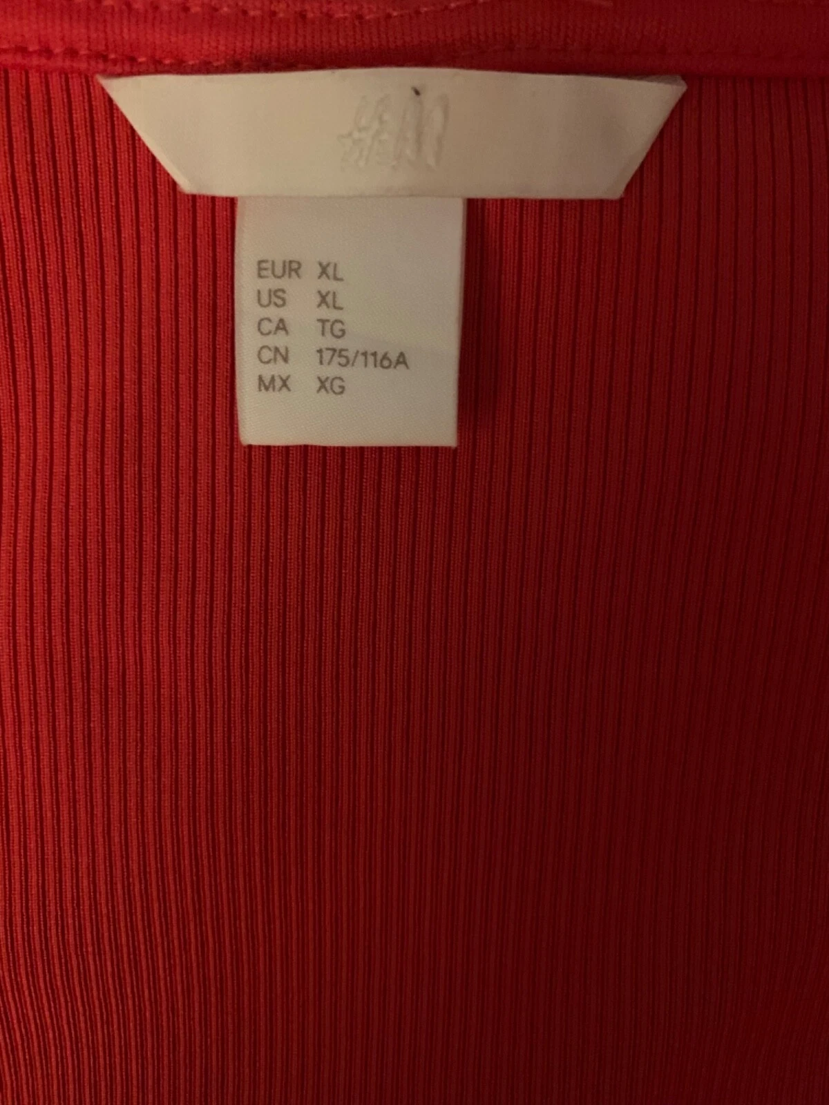 H&M abito in maglia a costine primaverili XL arancione rosso scollo a scoop NUOVO OTTIMO DA INDOSSARE SAN VALENTINO
