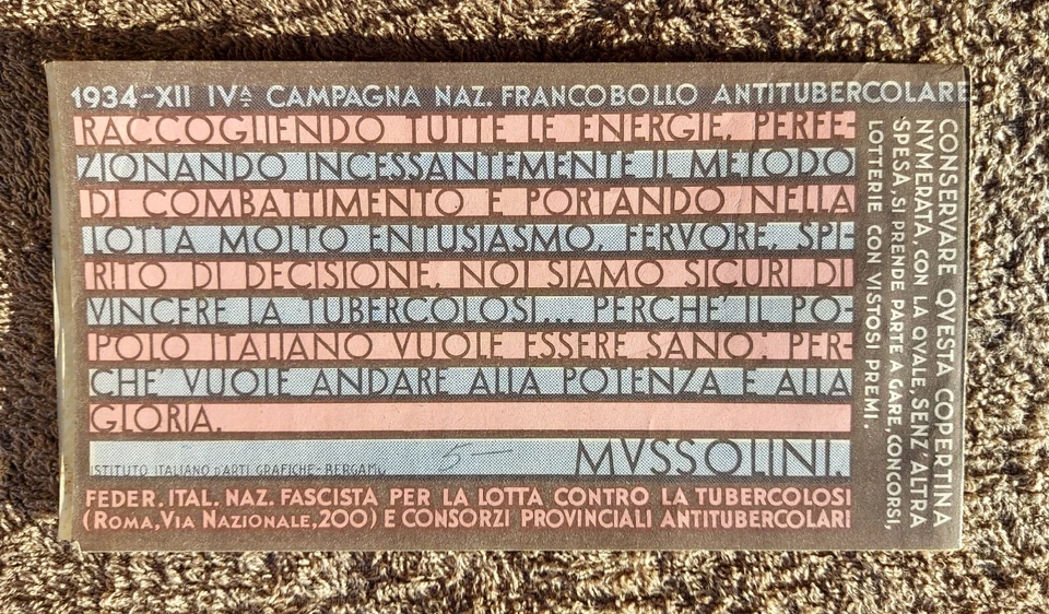 IV CAMPAGNA ANTITUBERCOLARE 1934 LIBRETTO 10 CHIUDILETTERA - Immagine 3 di 3