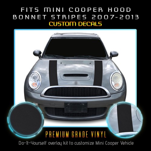 For 2007-2013 Mini Cooper Hood Bonnet Stripes Graphic Decals - Flat Matte Vinyl - Picture 6 of 18