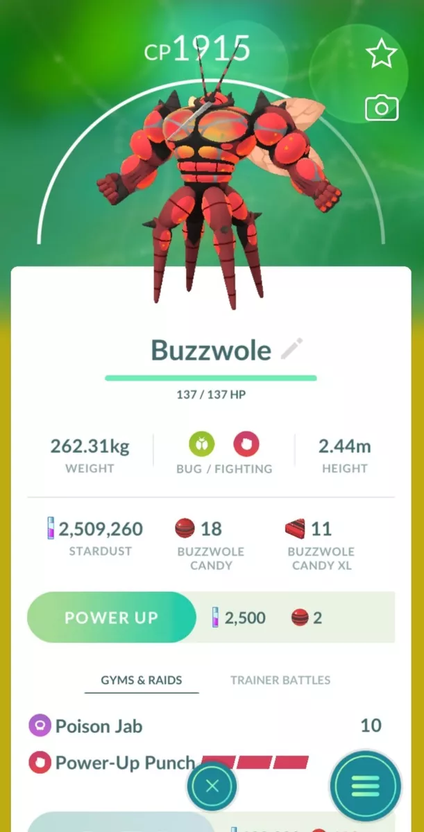 Pokémon Go Ultra Beast Buzzwole for PvP Ultra league or Master