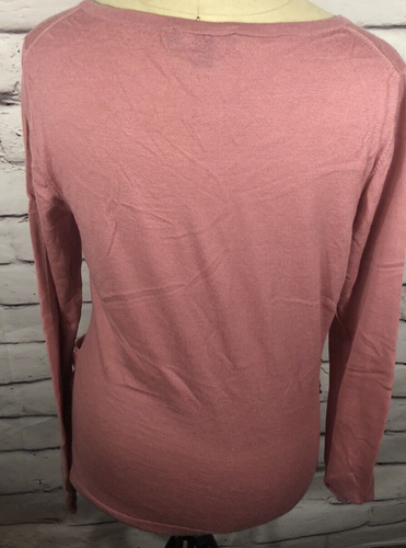Ann Taylor Womens Size L Pink Long Sleeve Shirt Lightweight 100% Merino Wool - Picture 2 of 4