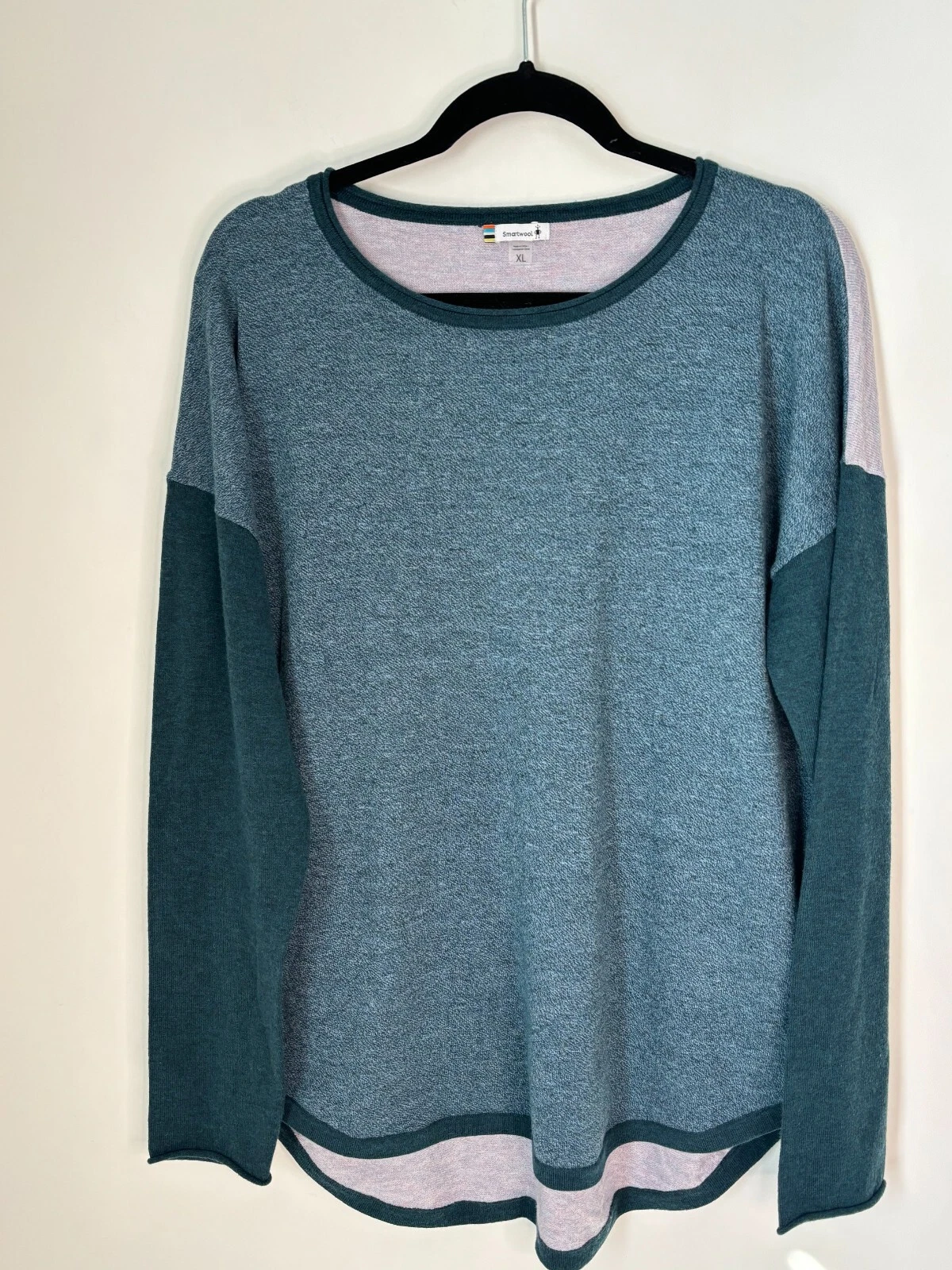 smartwool shadow pine colorblock wool crew sweater