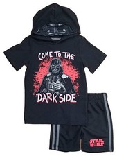 Boys Red  Black Star Wars Outfit Hooded T-Shirt Top  Shorts Set