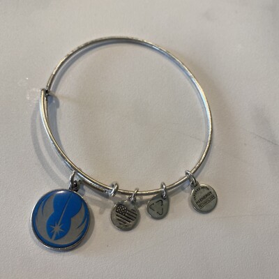 Disney ALEX AND ANI Star Wars Jedi Order Blue SILVER Charm Bracelet See Pics