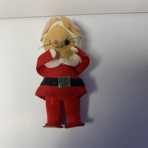 Vintage Felt Mouse Ornaments Santa Mouse Mouse in Stocking Made Japan Set of 2 - Picture 7 of 14
