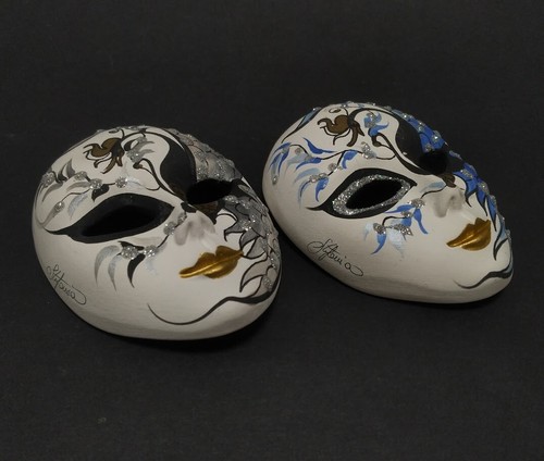Vintage Italy Venetian Masks By Stefania Signed Ceramic Wall Decor - Picture 4 of 12