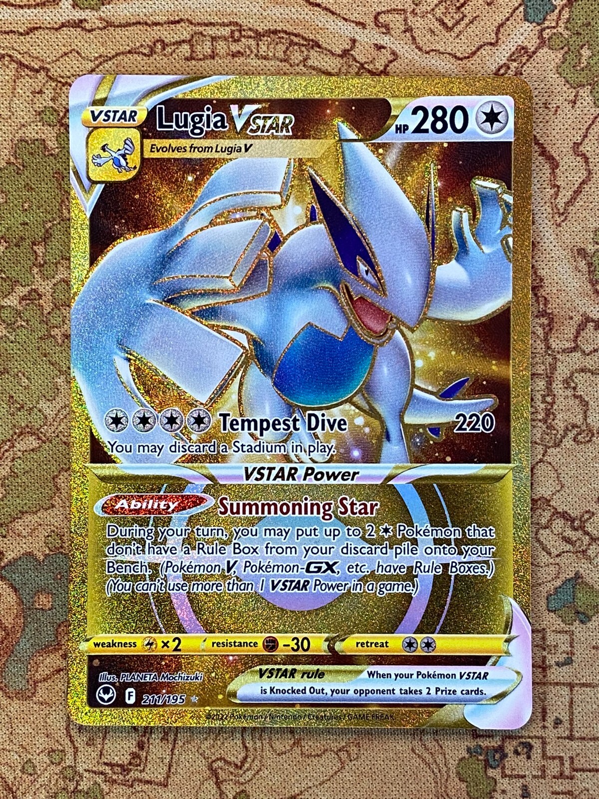 Pokemon Card TCG - Lugia VSTAR 211/195 Gold Secret Rare Silver Tempest Near Mint