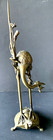 BIRD STANDING ON TORTOISE ANTIQUE BRONZE SCULPTURE STATUE 15" TALL — photo 5