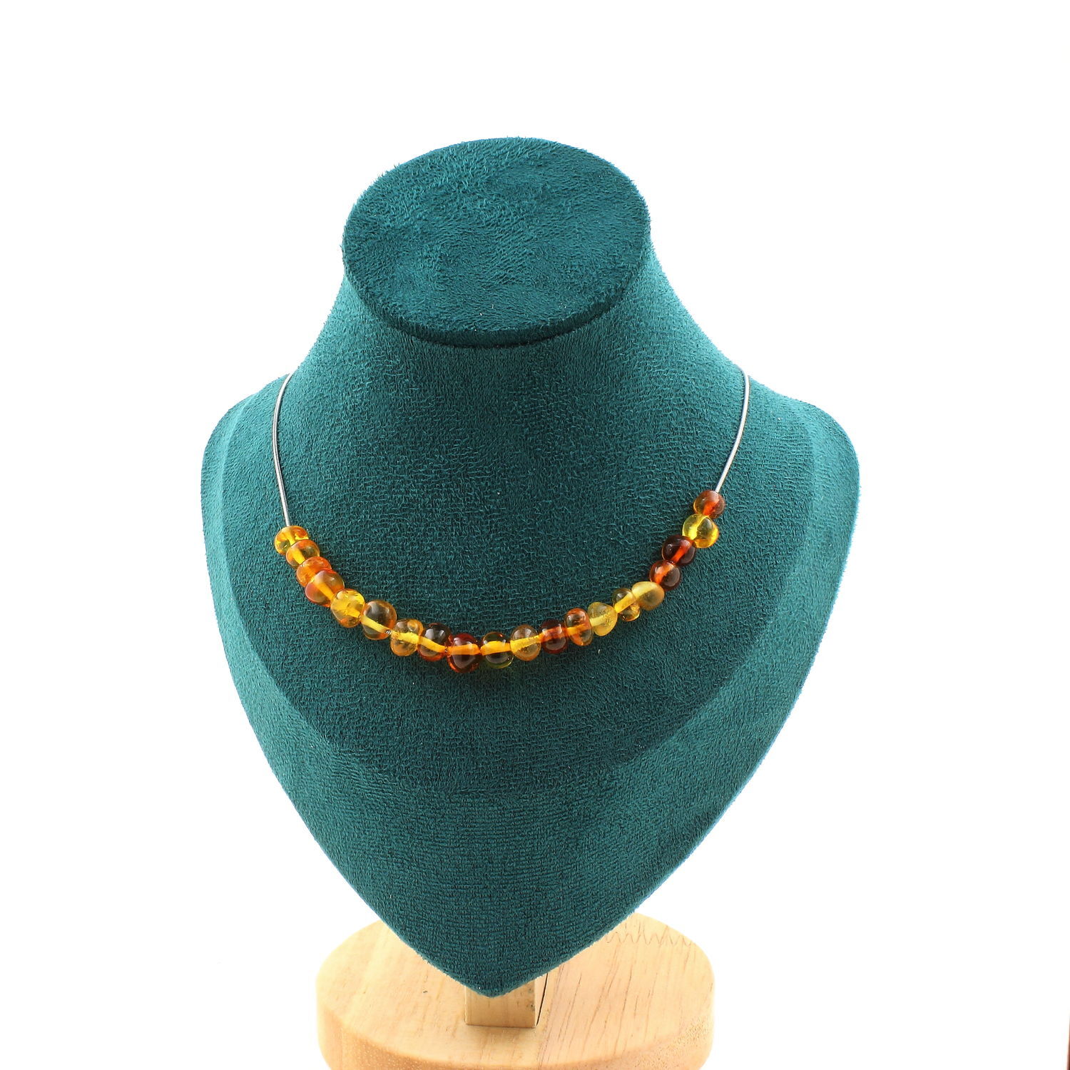 Collier ambre mer Baltique idée cadeau idéale avec ses 20 perles d'or végétal