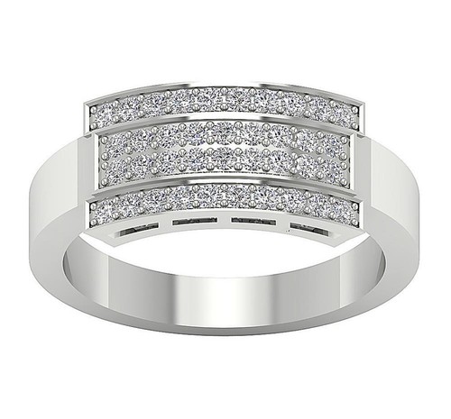 SI1 G 0.55Ct Round Diamond Men's Engagement Ring 8.15MM Prong Set 14K Solid Gold - Picture 4 of 8