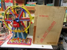 THE GIANT RIDE TIN WIND UP FERRIS WHEEL TOY BOXED OHIO ART N MINT WORKS 50s 17"