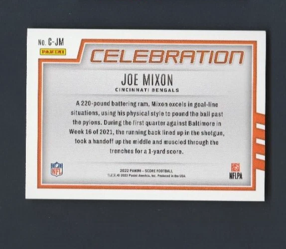 2022 Panini Score Football Celebration # C-JM Joe Mixon - Image 2 of 2