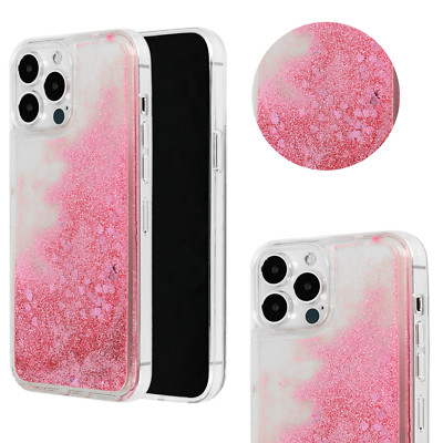 FÜR APPLE IPHONE 13 PRO - LIQUID HERZ Hülle Flüssig Case Tasche Glitzer ROSA