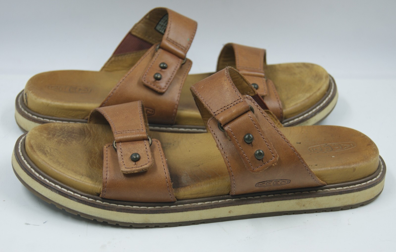 Sandali donna Keen Lana slide taglia 9 pelle marrone doppio cinturino slide comodi