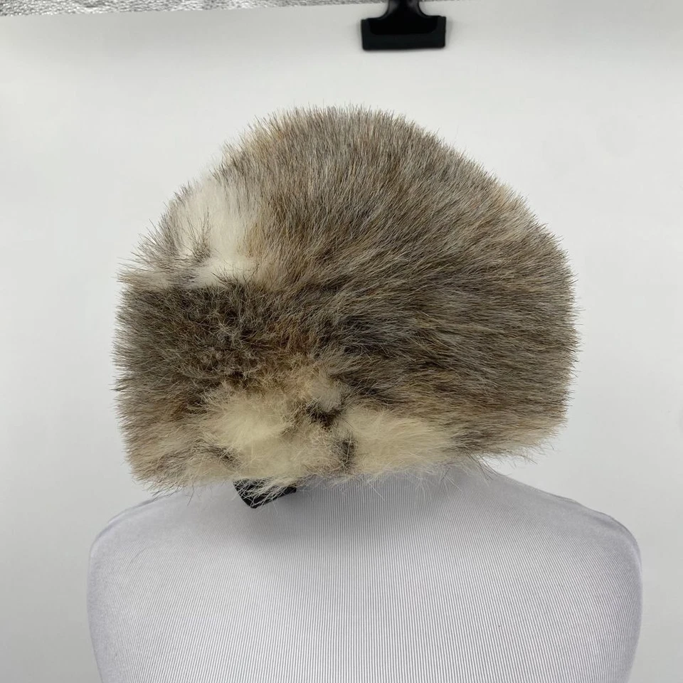 Sombrero de mujer vintage años 60 lujoso de piel sintética invierno marrón crema clima frío cálido Foto 2 de 4