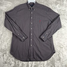 Polo Ralph Lauren Collared Button Down Shirt XLT Blue Red White Plaid Pony Logo