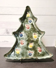 VTG Louisville Stoneware Christmas Tree Platter 2005  Holiday Serving Tray-USA🎄