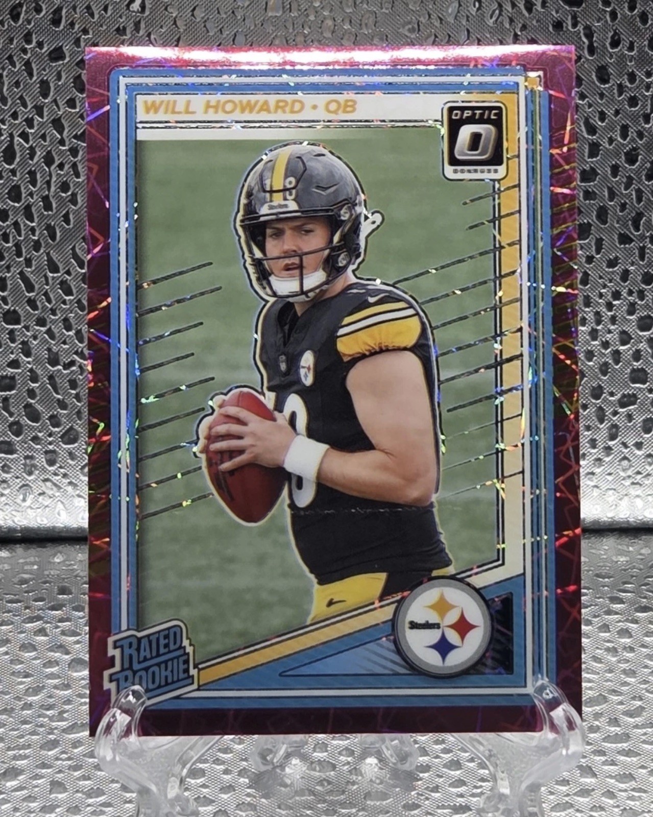 2025 Panini Optic Football Will Howard Rated Rookie Pink Velocity /99 #233