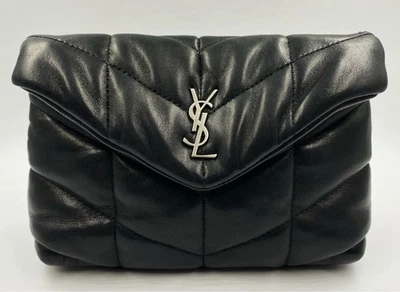 Saint Laurent Small Puffer Pouch Quilt Clutch Tasche Schwarz Neu - Bild 1 von 4