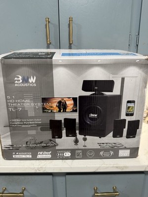 BNW Acoustics 5.1 HD Home Theater System Model TL-7 Speakers -NEW OPEN BOX