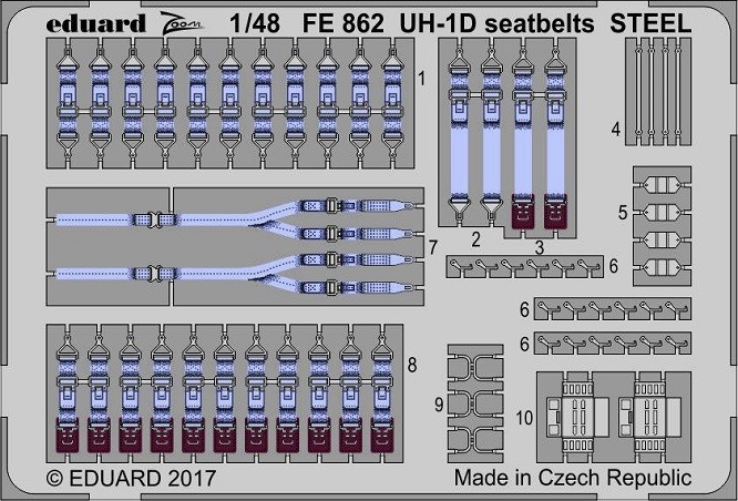 Eduard Accessories Fe862 - 1:48 UH-1D Seatbelts Steel For Kitty Hawk - Edging