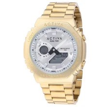 Activa x Invicta Digital Unisex Watch 45.5mm, Gold Band, White Dial NEW W/ Box!