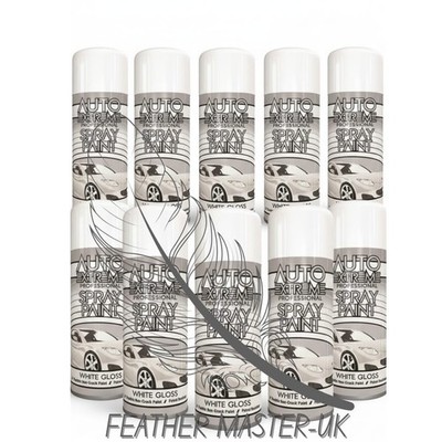 10x 400ml Weiß Glanz Sprühlack Aerosol Ideal für Auto, Holz, Metall & mehr