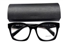 Prada Eyeglasses VPR A05F 16K-1O1 Glasses Polished Black w/case Alternative Fit