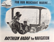 Merchant Marine Raytheon Radar Waltham MA Vintage 1946 Magazine Print Ad