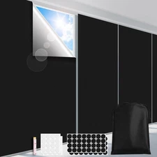 100% Blackout Curtains, Portable Black Out Window Cover Film, Cuttable Blacko...