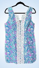 Lilly Pulitzer For Target Women's My Fans Sleeveless Split Neck Mini Dress Sz 14