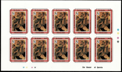 Gambia 1993 - Natale - 8 fogli da 10 francobolli IMPERF - Scott #1464-71 - MNH - Foto 8 di 9