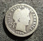SILVER COIN UNITED STATES OF AMERICA 1899 "BARBER DIME" PHILADELPHIA