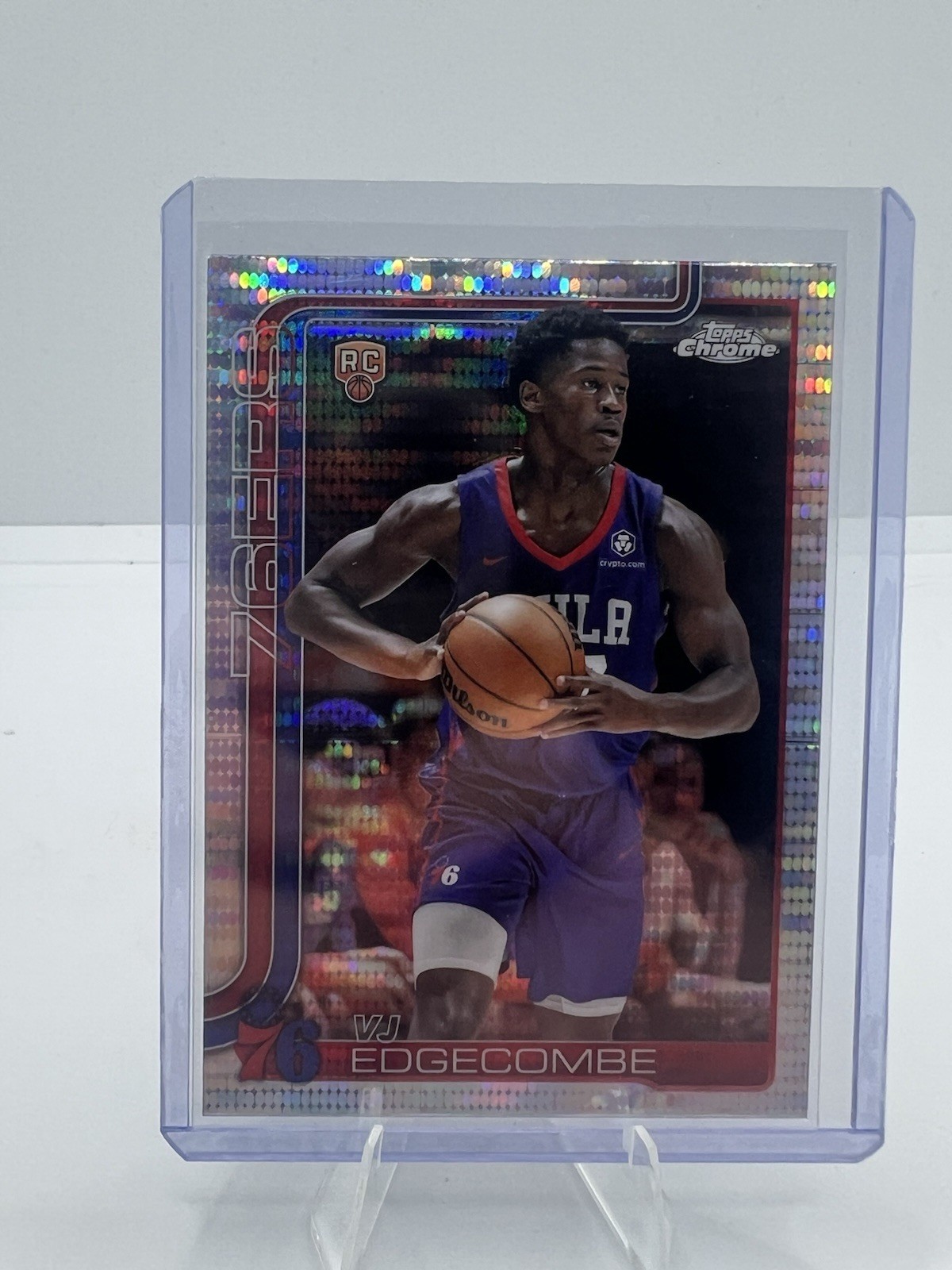 VJ Edgecombe 2025-26 Topps Chrome Rookie #253 RC Pulsar Refractor 76ers