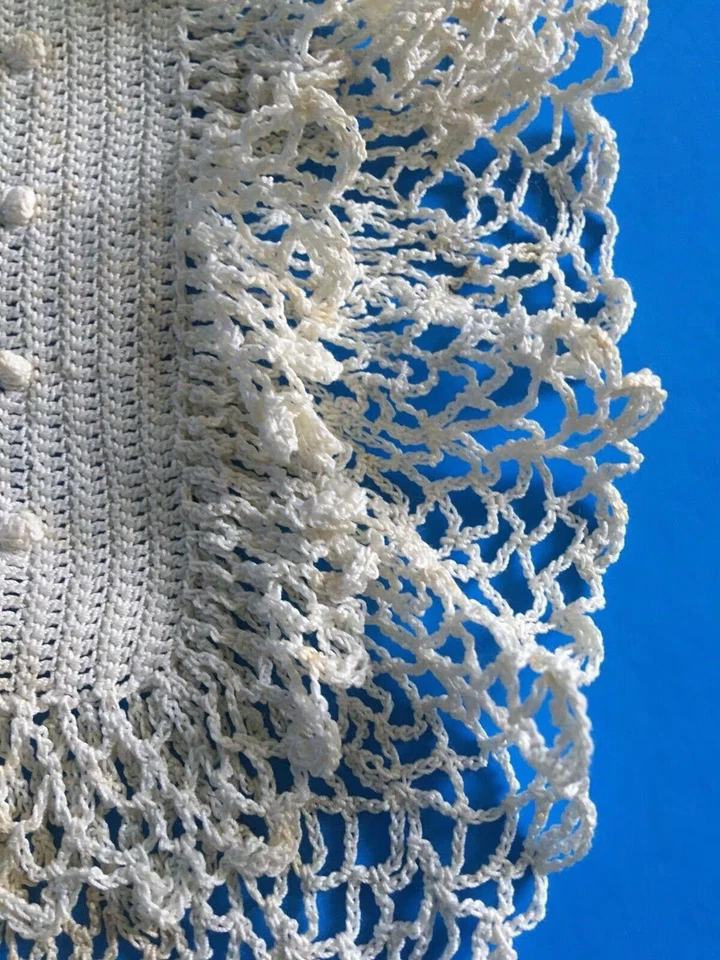 Vintage 1930s 40s Hand Crochet Ivory Lace Double Ruffle Collar Dickie - Image 4 of 4