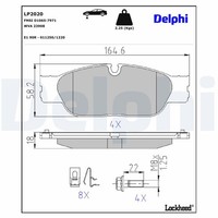 Delphi Bremsbelagsatz Scheibenbremse LP2020 FüR X350 X200 XJ Jaguar Type X358 2