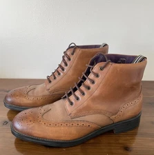 Ted Baker Leather Brogue Chukka Boots Men 10 Brown Derby Preppy Office Old Money