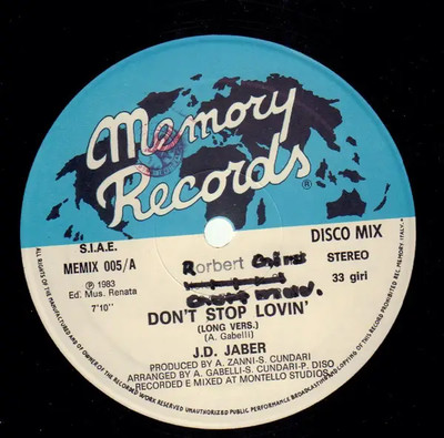 J.D. Jaber Dont Stop Lovin Vinyl Single 12inch Memory Records