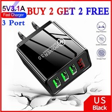 3 Port Wall Fast Quick Charger QC 3.0 USB Hub Power Adapter for iPhone Samsung