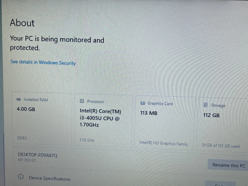 HP 350 G1 Laptop 15,6" Bildschirm Core i3-4005u 1,70GHz 4Gb Ram 120GB SSD Windows - Bild 3 von 4