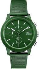 Lacoste Unisex L.12.12. 2010973 Chrono TR90 Green Rubber Strap Watch 43mm